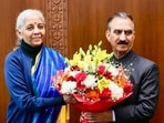 Himachal Pradesh chief minister Sukhvinder Singh Sukhu calls on Union finance minister Nirmala Sitharaman, in New Delhi on Thursday. (ANI)