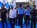 Minister Chandrakant Patil (2nd from left) was the chief guest. (HT PHOTO)