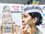 Mumbai, India – 10 Jan 2026: Students from Gurukul school of art painted posters creating awareness about voting ahead of BMC election, in Mumbai, India, on Saturday, Jan 10, 2025. (Photo by Bhushan Koyande/HT Photo)