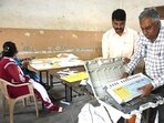 Officials collect election materials on the eve of voting in Pune civic polls on Wednesday. Many wards have thrown up high-profile and closely fought contests between traditional rivals, making it difficult for both voters and party leaders to predict outcomes. (MAHENDRA KOLHE/HT)