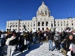 Protests outside the State Capitol building in St. Paul, Minnesota.