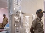 iMumbai, India - January 14, 2026: Polling personnel set up Electronic Voting Machines (EVMs) under tight security at Mahim Victoria Church School in Mumbai ahead of polling in Mumbai, India, on Wednesday, January 14, 2025. (Photo by Satish Bate/ Hindustan Times) (Hindustan Times) iMumbai, India - January 14, 2026: Polling personnel set up Electronic Voting Machines (EVMs) under tight security at Mahim Victoria Church School in Mumbai ahead of polling in Mumbai, India, on Wednesday, January 14, 2025. (Photo by Satish Bate/ Hindustan Times) (Hindustan Times)
