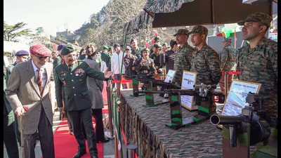 Army officers visit the exhibition during the "Know Your Army" programme on Army Day 2026 on The Ridge, in Shimla on Thursday. (ANI) Army officers visit the exhibition during the "Know Your Army" programme on Army Day 2026 on The Ridge, in Shimla on Thursday. (ANI)
