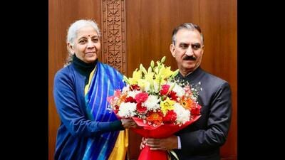 Himachal Pradesh chief minister Sukhvinder Singh Sukhu calls on Union finance minister Nirmala Sitharaman, in New Delhi on Thursday. (ANI) Himachal Pradesh chief minister Sukhvinder Singh Sukhu calls on Union finance minister Nirmala Sitharaman, in New Delhi on Thursday. (ANI)