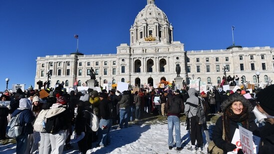 Protests outside the State Capitol building in St. Paul, Minnesota. (AFP)