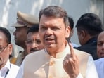 Nagpur, Jan 15 (ANI): Maharashtra Chief Minister Devendra Fadnavis shows his inked finger during a press interaction after casting vote for Municipal Corporation Elections, in Nagpur on Thursday. (ANI Photo)