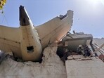 The tail part of an Air India plane, B787 Aircraft VT-ANB, while operating flight AI-171 from Ahmedabad to Gatwick, has crashed on the roof of a building, in Ahmedabad on Thursday. 