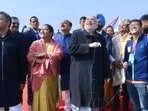 Union home minister Amit Shah flies a kite during the third International Kite Festival at Baansera Park, in New Delhi. (@gupta_rekha)