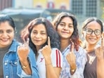 Young girls pose for the photos after cast their vote in the Brihanmumbai Municipal Corporation (BMC) elections at a polling booth, Vile parle in Mumbai, India, on Thursday, January 15, 2025. Young girls pose for the photos after cast their vote in the Brihanmumbai Municipal Corporation (BMC) elections at a polling booth, Vile parle in Mumbai, India, on Thursday, January 15, 2025.