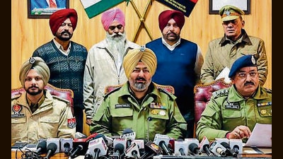 DCP Jaskaranjit Singh Teja during a press conference in Ludhiana on Friday. (HT Photo) DCP Jaskaranjit Singh Teja during a press conference in Ludhiana on Friday. (HT Photo)