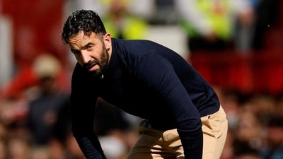 Former Manchester United manager Ruben Amorim reacts during a match. (Action Images via Reuters)