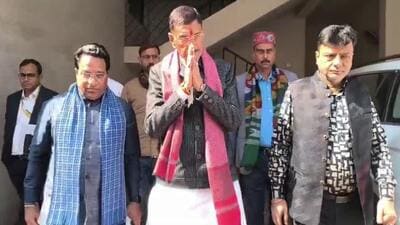 Union minister of state for defence Sanjay Seth on Friday met the family of kidnapped young industrialist Kairav Gandhi. (HT Photo) Union minister of state for defence Sanjay Seth on Friday met the family of kidnapped young industrialist Kairav Gandhi. (HT Photo)