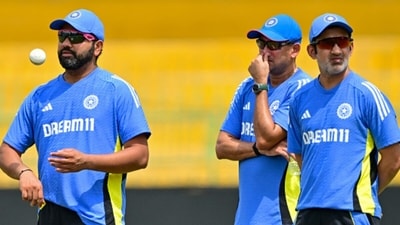 From left: Rohit Sharma, Ajit Agarkar and Gautam Gambhir (AFP) From left: Rohit Sharma, Ajit Agarkar and Gautam Gambhir (AFP)