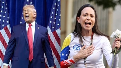 President Donald Trump has accepted the Nobel Peace Prize Venezuelan leader María Corina Machado, he confirmed in a Truth Social post. (AP/AFP) President Donald Trump has accepted the Nobel Peace Prize Venezuelan leader María Corina Machado, he confirmed in a Truth Social post. (AP/AFP)