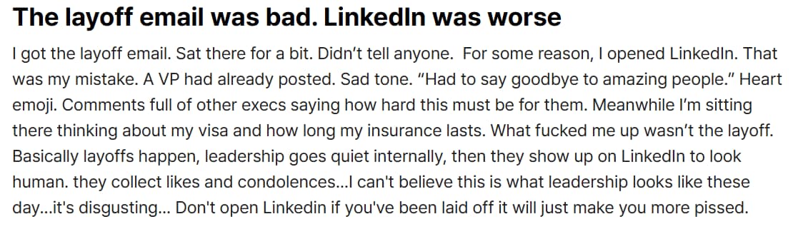 A post shared by an employee. (Screengrab (Blind)) A post shared by an employee. (Screengrab (Blind))
