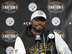 Former Pittsburgh Steelers head coach Mike Tomlin speaks during a news conference Former Pittsburgh Steelers head coach Mike Tomlin speaks during a news conference