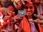 Thane: BJP workers celebrate their victory in the Thane Municipal Corporation (TMC) elections, in Thane, Maharashtra, Friday, Jan. 16, 2026.