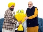 Punjab chief minister Bhagwant Mann called on Union home minister Amit Shah in New Delhi on Saturday. (ANI photo)
