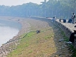 The man-made, rain-fed lake, which spreads over 338 acres, supports around 30 species of fish, including major Indian carps and several exotic varieties. (HT Photo)
