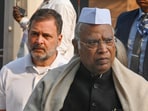 Congress president Mallikarjun Kharge, with LoP Lok Sabha Rahul Gandhi