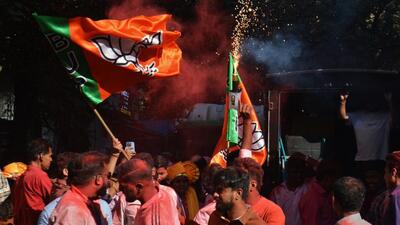 Thane, India - January -16, 2026: As the BJP achieved a resounding victory in the municipal corporation elections, BJP workers in Thane celebrated with great enthusiasm and joy.in Thane Naupada ,in Thane ,in Mumbai, India, on, Friday, January -16, 2026. ( Praful Gangurde / HT Photo) Thane, India - January -16, 2026: As the BJP achieved a resounding victory in the municipal corporation elections, BJP workers in Thane celebrated with great enthusiasm and joy.in Thane Naupada ,in Thane ,in Mumbai, India, on, Friday, January -16, 2026. ( Praful Gangurde / HT Photo)