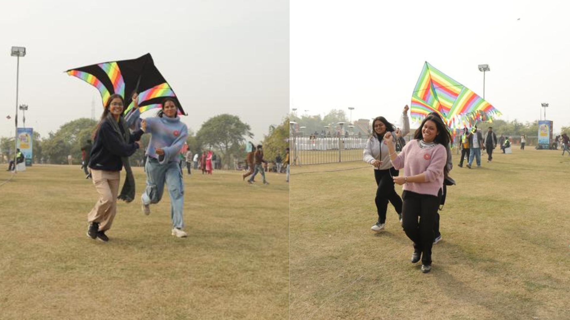 Visitors joined in the fun, running across the open grounds as huge kites soared above. Visitors joined in the fun, running across the open grounds as huge kites soared above.