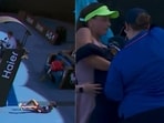 Zeynep Sonmez helps a ball girl.