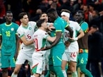 Senegal and Morocco players clash during the Africa Cup of Nations (CAN) final 