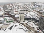 People take part in a demonstration that gathered almost a third of the city population to protest against the US President's plans to take Greenland in Nuuk, Greenland.