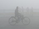 The minimum temperature was logged at 5.3°C -- two degrees below normal but 0.9°C higher than Saturday’s minimum. (HT Photo/Vipin Kumar)