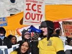 High school students gather for an anti-ICE protest outside the State Capitol in St. Paul, Minnesota, to call for an end to federal immigration detentions and enforcement actions.
