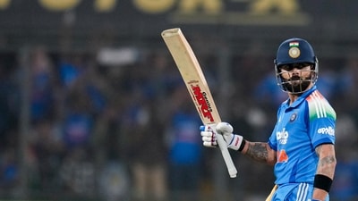 Virat Kohli smashed 10 fours and three sixes in his 108-ball innings before being caught off Clarke, making the long walk back to a standing ovation after registering his 85th international hundred. (PTI) Virat Kohli smashed 10 fours and three sixes in his 108-ball innings before being caught off Clarke, making the long walk back to a standing ovation after registering his 85th international hundred. (PTI)