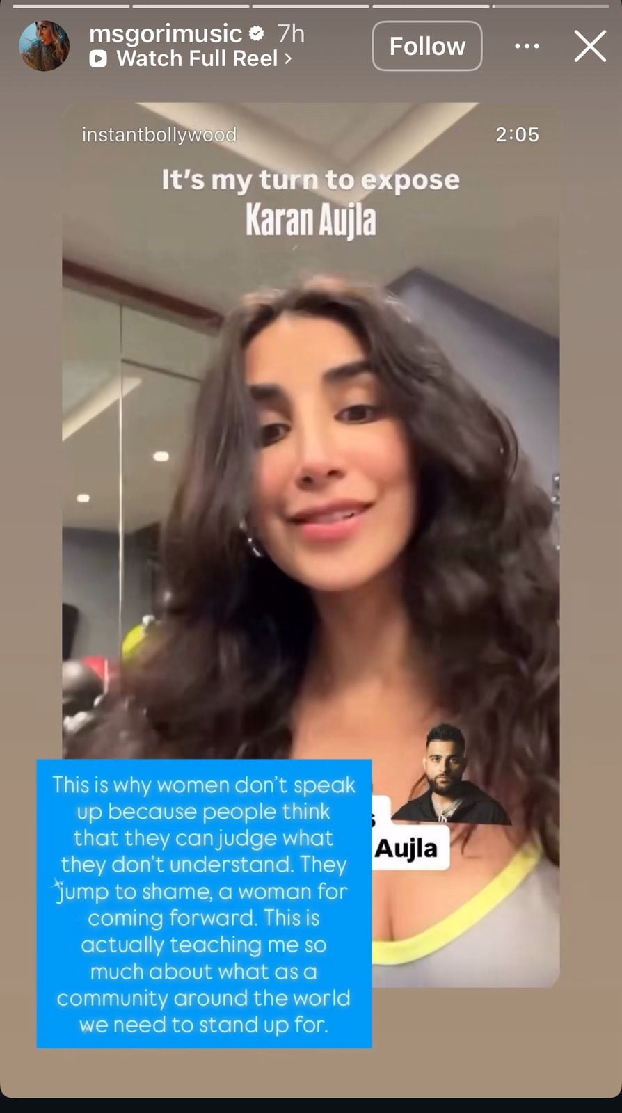 A screenshot of Ms Gori's Instagram stories. A screenshot of Ms Gori's Instagram stories.