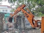 Illegal shrines built inside the medical college campus were removed in Bahraich on January 20. (Agency) Illegal shrines built inside the medical college campus were removed in Bahraich on January 20. (Agency)