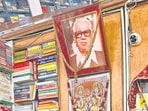 The Amrit Book Company shop in CP with the framed photo of the late founder. (Mayank Austen Soofi) The Amrit Book Company shop in CP with the framed photo of the late founder. (Mayank Austen Soofi)
