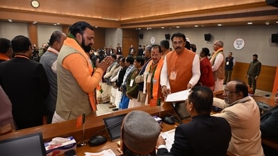 Leaders of the Bharatiya Janata Party submit nominations at its headquarters in Delhi on Monday as they propose Nitin Nabin's name for the next party president. (X/@samrat4bjp) Leaders of the Bharatiya Janata Party submit nominations at its headquarters in Delhi on Monday as they propose Nitin Nabin's name for the next party president. (X/@samrat4bjp)