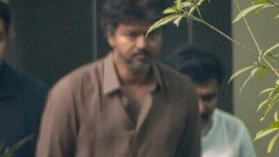 New Delhi: TVK chief Vijay arrives to appear before the CBI in connection with the Karur stampede case. (PTI)