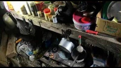 The recovered items after a terror hideout was busted in Kishtwar on Monday. (HT Photo)