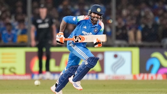 India's Ravindra Jadeja during the third ODI cricket match between India and New Zealand, at Holkar Cricket Stadium, in Indore (PTI)