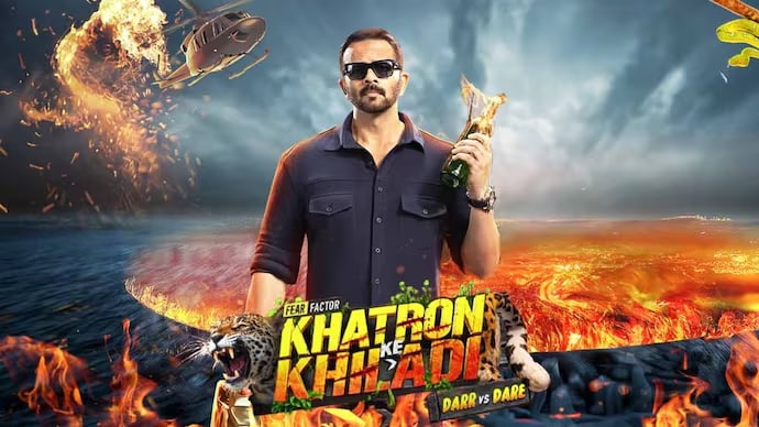 A poster of Khatron Ke Khiladi show hosted by Rohit Shetty A poster of Khatron Ke Khiladi show hosted by Rohit Shetty