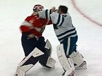 Fights between goaltenders are uncommon in the modern NHL, as goalies typically remain near their respective nets during altercations.