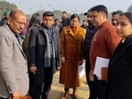 Deputy commissioner Himanshu Jain reviewing the Republic Day preparations in Ludhiana on Tuesday. (HT Photo)