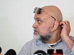 Colombian-Italian former paramilitary chief Salvatore Mancuso gestures during a press conference in Bogota on July 11, 2024 Colombian-Italian former paramilitary chief Salvatore Mancuso gestures during a press conference in Bogota on July 11, 2024