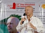 Israeli director Dan Wolman addresses aspiring filmmakers during a session at the Pune International Film Festival (HT)