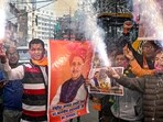 BJP workers and supporters celebrate in Patna after party leader Nitin Nabin was sworn in as the party's new national president on Tuesday, January 20, 2026.