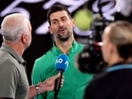 Novak Djokovic speaks to media after winning the men's singles match against Pedro Martinez on day two of the Australian Open tournament in Melbourne Novak Djokovic speaks to media after winning the men's singles match against Pedro Martinez on day two of the Australian Open tournament in Melbourne
