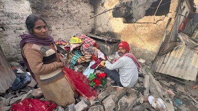 Panic gripped Indira Colony on Tuesday afternoon after a gas cylinder explosion ripped through a house, blowing off its roof and causing a wall to collapse. The blast sent shockwaves through the narrow lane, prompting residents to rush out of their homes fearing a major disaster. (Gurpreet Singh/HT)