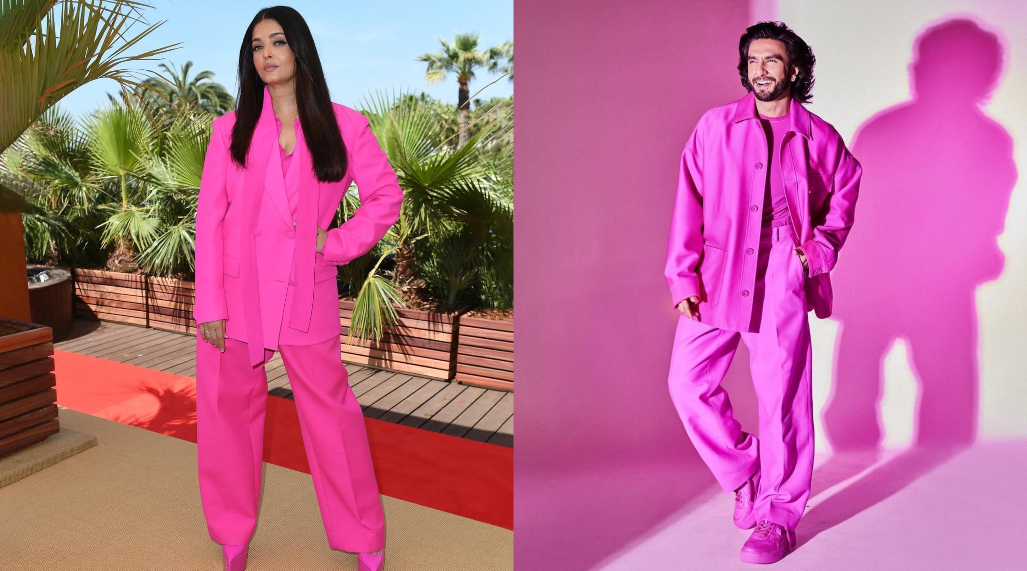 Aishwarya Rai Bachchan and Ranveer Singh in Valentino pink (Photos: Instagram, X) Aishwarya Rai Bachchan and Ranveer Singh in Valentino pink (Photos: Instagram, X)