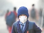 A student wears a face mask due to increased air pollution in winter. (HT Archive)