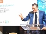 Canada’s Minister of AI and Digital Innovation Evan Solomon addressing the India-Canada A Dialogue 2026 in Toronto. (Evan Solomon-X)